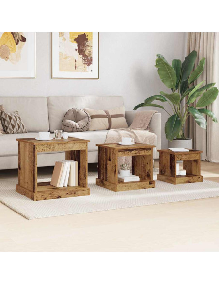 Tavolino da salotto 3 pcs Legno vecchio Legno multistrato