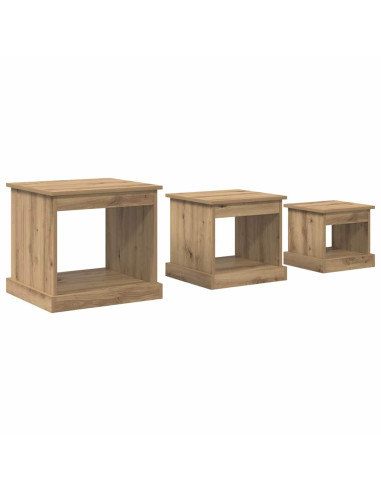 Tavolino da salotto 3 pcs Rovere artigianale Legno multistrato