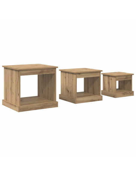 Tavolino da salotto 3 pcs Rovere artigianale Legno multistrato