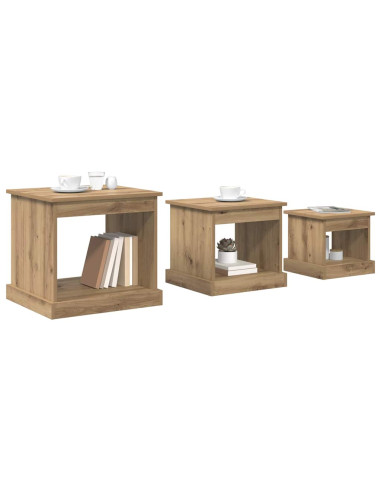 Tavolino da salotto 3 pcs Rovere artigianale Legno multistrato