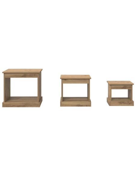 Tavolino da salotto 3 pcs Rovere artigianale Legno multistrato