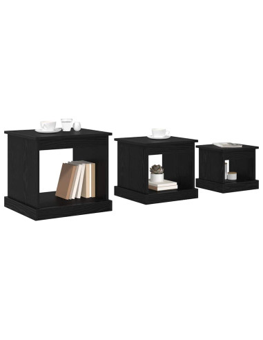Tavolino da salotto 3 pcs Rovere Nero Legno multistrato