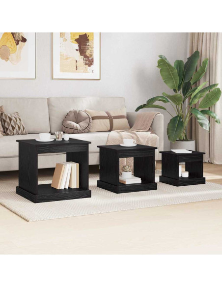 Tavolino da salotto 3 pcs Rovere Nero Legno multistrato