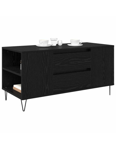 Tavolino da salotto con cassetto Rovere Nero 102 x 44,5 x 50 cm