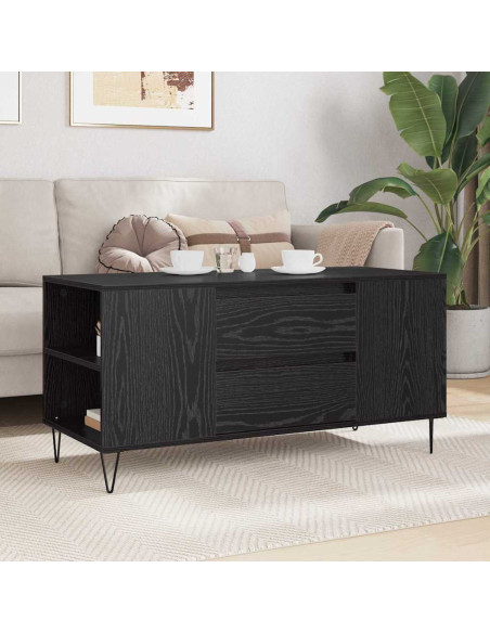 Tavolino da salotto con cassetto Rovere Nero 102 x 44,5 x 50 cm