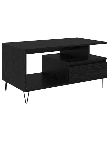Tavolino da salotto con cassetto Rovere Nero 90 x 49 x 45 cm
