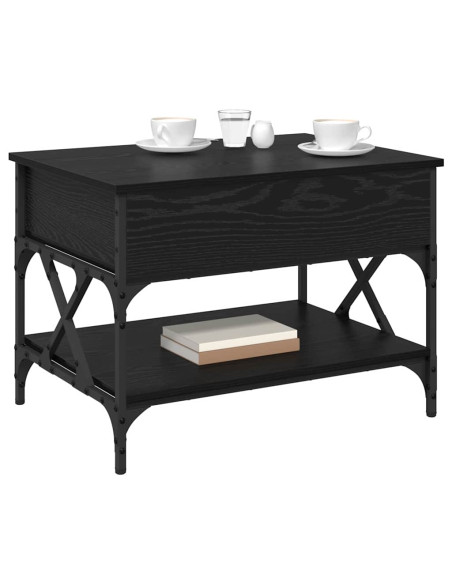 Tavolino da salotto Rovere Nero 70x50x50cm Legno multistrato