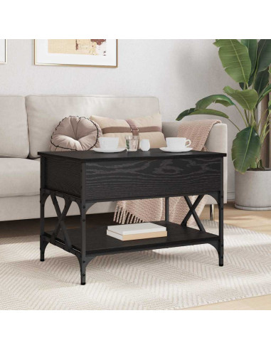 Tavolino da salotto Rovere Nero 70x50x50cm Legno multistrato