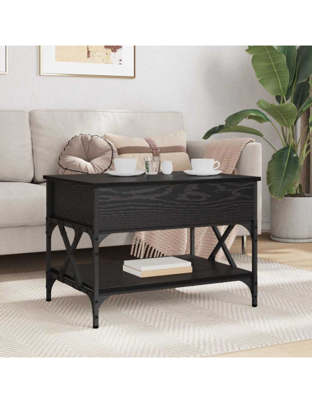 Tavolino da salotto Rovere Nero 70x50x50cm Legno multistrato