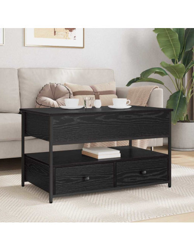 Tavolino da salotto con cassetto Rovere Nero 85 x 50 x 50 cm