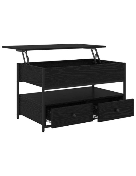 Tavolino da salotto con cassetto Rovere Nero 85 x 50 x 50 cm