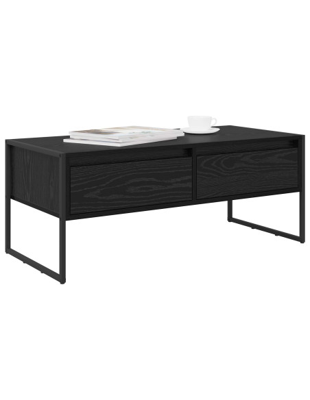 Tavolino da salotto con cassetto Rovere Nero 100 x 46 x 40 cm