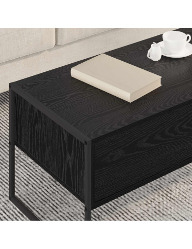 Tavolino da salotto con cassetto Rovere Nero 100 x 46 x 40 cm