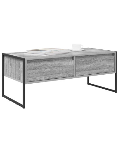 Tavolino da salotto con cassetto Grigio Sonoma 100 x 46 x 40 cm