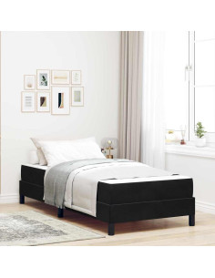 Letto a molle con materasso Nero 90 x 220 cm Tessuto