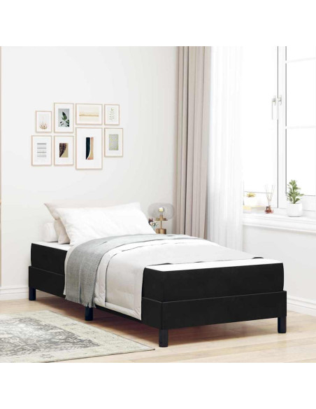 Letto a molle con materasso Nero 90 x 220 cm Tessuto