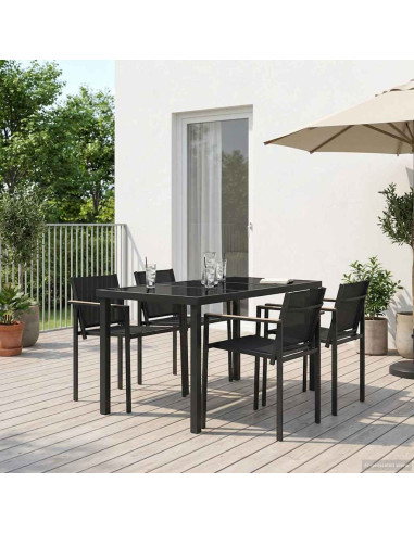 Set di Mobili da Esterno 5 pcs Nero e antracite Acciaio