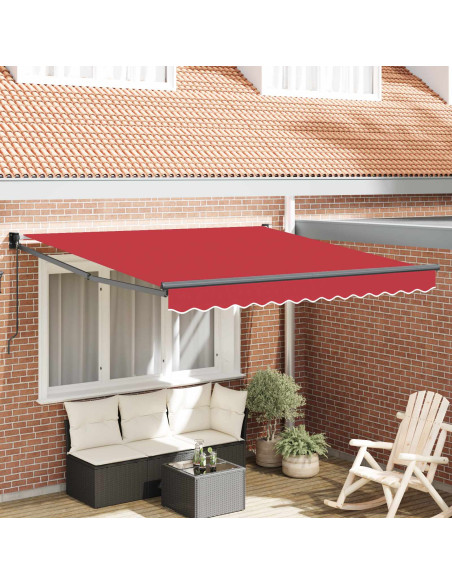 Tenda Retrattile Rosso 350 x 250 cm Poliestere e Alluminio