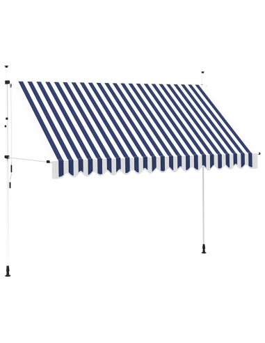 Tenda da Sole Retrattile Manuale 350 cm a Strisce Blu e Bianche