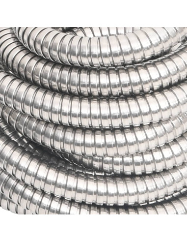 Tubo da Giardino con Ugello Spray Argento 0,6" 7,5 m in Acciaio