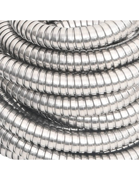 Tubo da Giardino con Ugello Spray Argento 0,6" 7,5 m in Acciaio