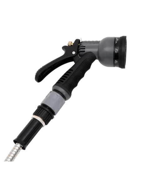 Tubo da Giardino con Ugello Spray Argento 0,6" 7,5 m in Acciaio