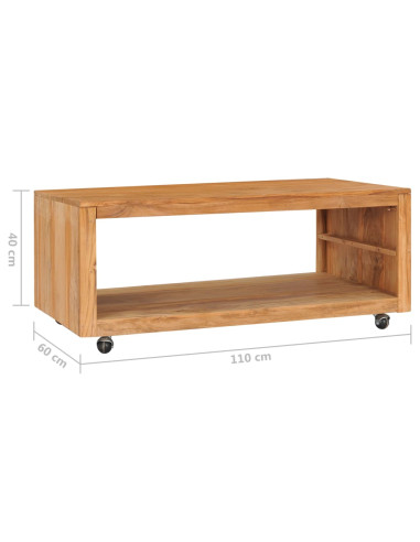 Tavolino da Salotto 110x60x40 cm in Legno Massello di Teak