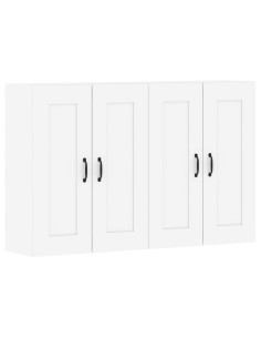 Armadietti a Parete 2 pz Bianchi in Legno Multistrato 2