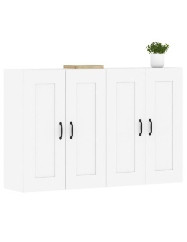 Armadietti a Parete 2 pz Bianchi in Legno Multistrato