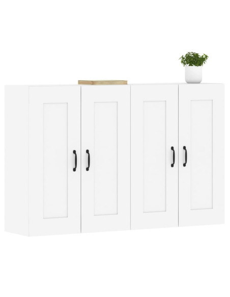 Armadietti a Parete 2 pz Bianchi in Legno Multistrato