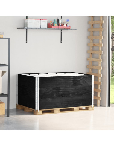 Paretali per Pallet 3 pz Neri 120x80cm Legno Massello di Pino