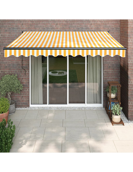 Tenda Retrattile Gialla e Bianca 3,5x2,5 m Tessuto e Alluminio