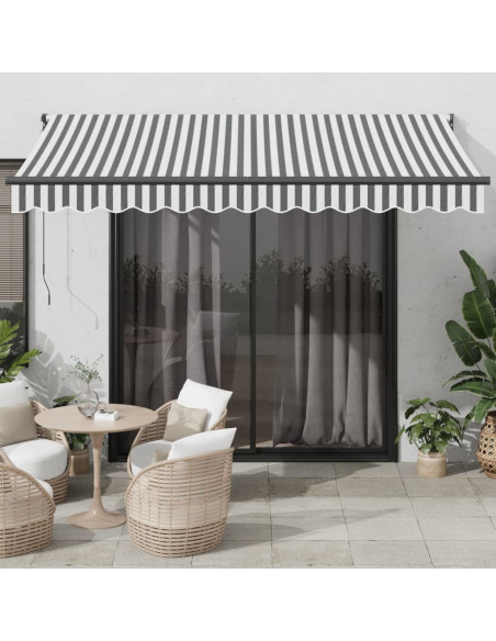 Tenda Retrattile Antracite e Bianca 3,5x2,5m Tessuto/Alluminio