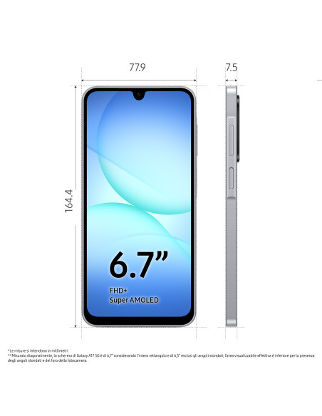 Samsung Galaxy A17 5G, Android 15, Display sAMOLED 6.7", 8GB RAM, 256GB, Batteria 5.000 mAh, Resistenza IP54, Memoria espandibil