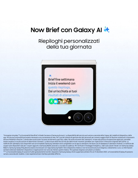 Samsung Galaxy Z Flip7 FE Smartphone AI, RAM 8GB, 128GB, Display 3,4" Super AMOLED/6,7" Dynamic AMOLED 2X, Fotocamera 50MP, Whit