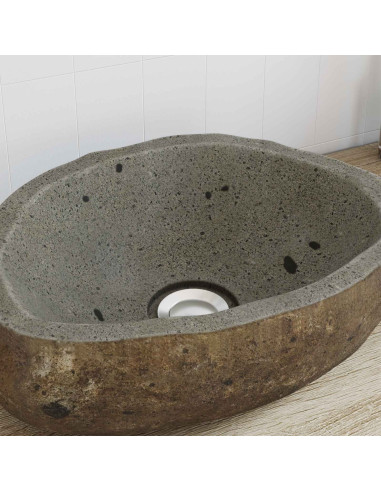 Basin in pietra fluviale (30-37) x (25-30) x 12 cm Pietra fiume