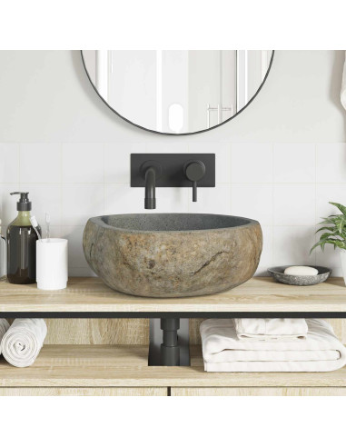 Basin in pietra fluviale Grigio chiaro 45 x 35 x 15 cm