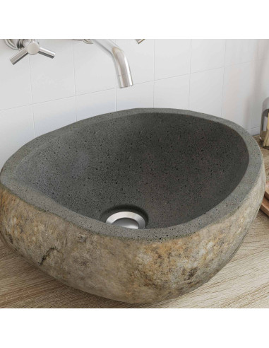 Basin in pietra fluviale Grigio chiaro 45 x 35 x 15 cm