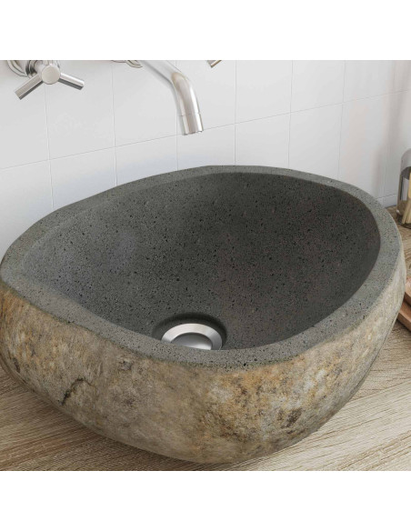 Basin in pietra fluviale Grigio chiaro 45 x 35 x 15 cm