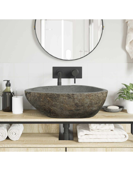 Basin in pietra fluviale Grigio chiaro 52 x 40 x 15 cm