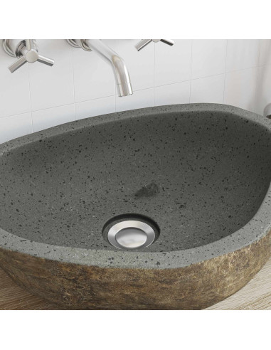 Basin in pietra fluviale Grigio chiaro 52 x 40 x 15 cm