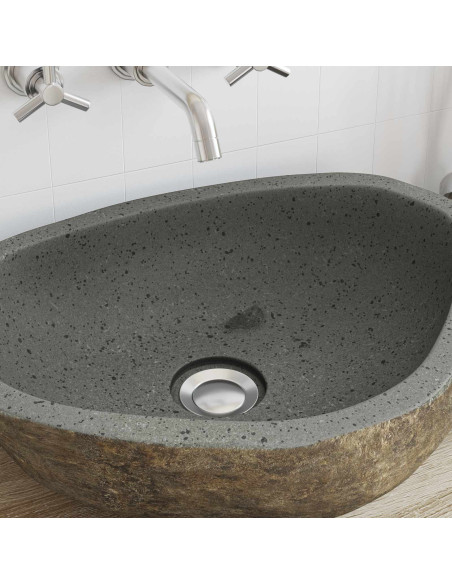 Basin in pietra fluviale Grigio chiaro 52 x 40 x 15 cm