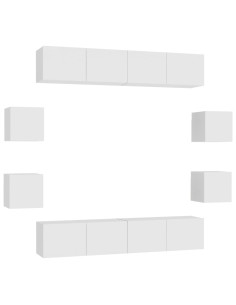 Set Mobili Porta TV 8 pz Bianco in Legno Multistrato 2