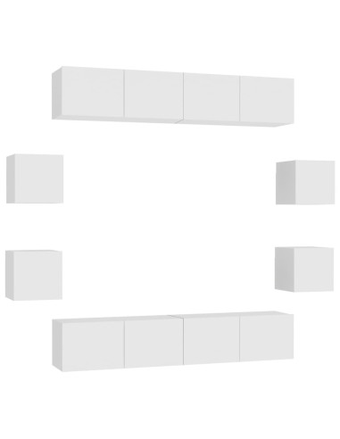 Set Mobili Porta TV 8 pz Bianco in Legno Multistrato