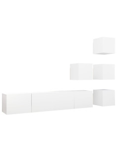 Set Mobili Porta TV 6 pz Bianco in Legno Multistrato 2