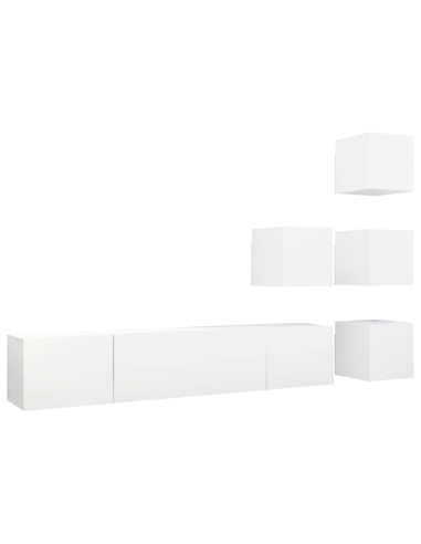 Set Mobili Porta TV 6 pz Bianco in Legno Multistrato