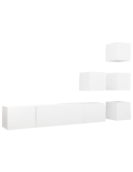 Set Mobili Porta TV 6 pz Bianco in Legno Multistrato