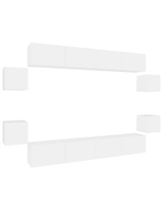 Set Mobili Porta TV 8pz Bianco in Legno Multistrato 2