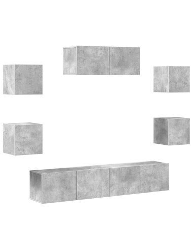 Set di Mobili Porta TV 7 pz Grigio Cemento in Legno Multistrato