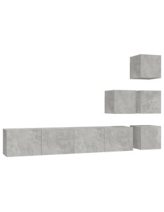 Mobile Porta TV a Parete Grigio Cemento in Legno Multistrato 2